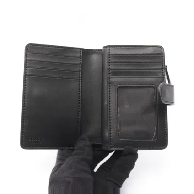 Pre-owned Coach Black Brown Leather Pvc Wallet (bi-fold) () In Multi