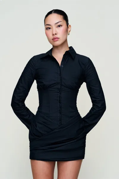 Danielle Guizio Ny Mynette Corset Shirt Dress In Black