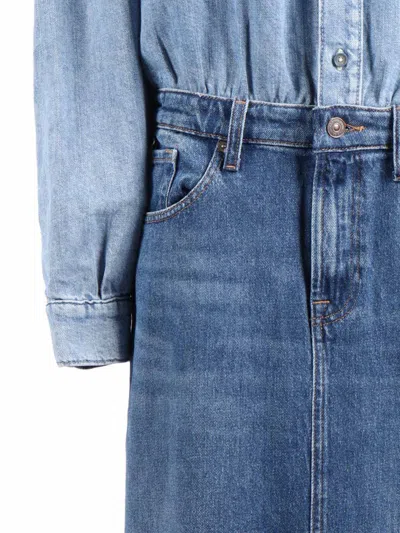 7 For All Mankind Long Dress In Blue