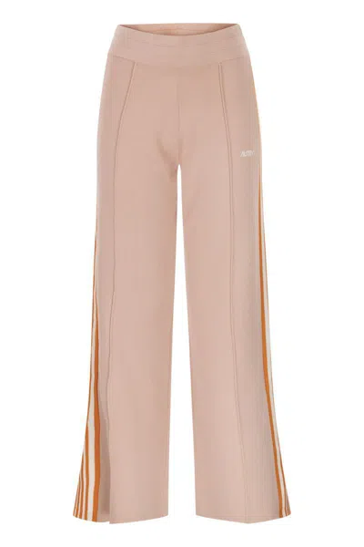 Autry Knitted Viscose Joggers In Tennis Style In Pink