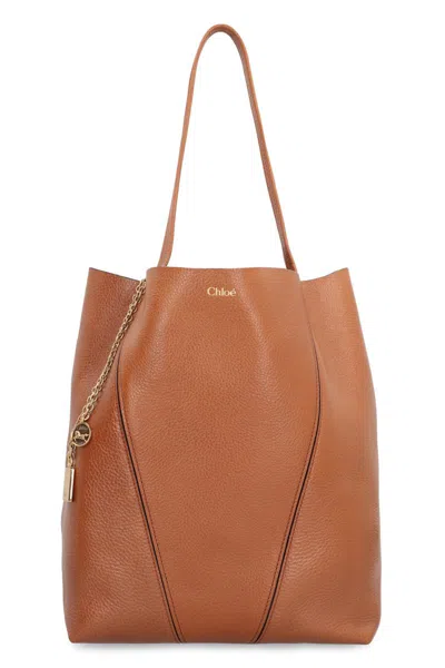 Chloé Tote Bag  Spin In Leather In Brown