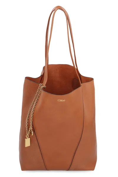 Chloé Tote Bag  Spin In Leather In Brown