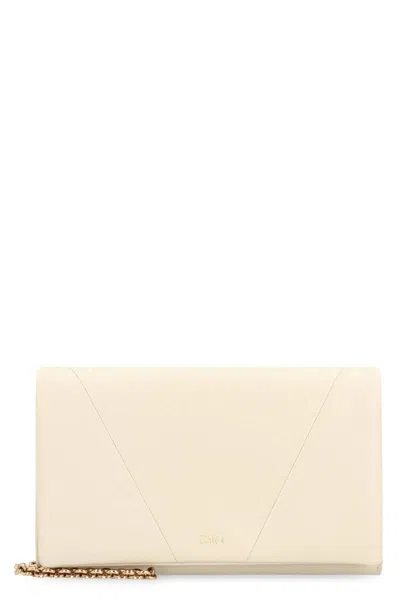 Chloé Wallet On Chain  Spin In Leather In Neutral