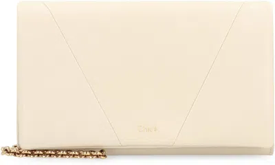 Chloé Wallet On Chain  Spin In Leather In Neutral