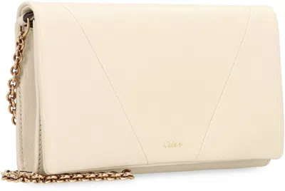 Chloé Wallet On Chain  Spin In Leather In Neutral