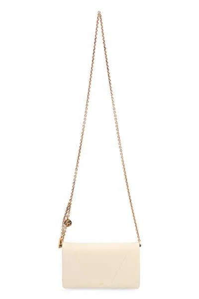 Chloé Wallet On Chain  Spin In Leather In Neutral
