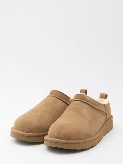 Ugg Soft Suede Mule With Lambskin Lining In Brown