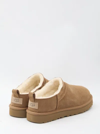 Ugg Soft Suede Mule With Lambskin Lining In Brown
