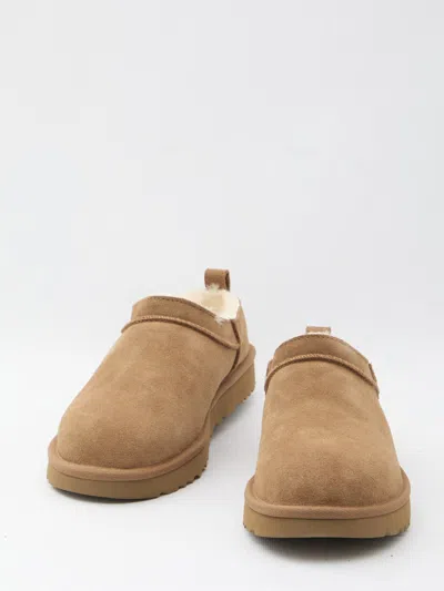 Ugg Soft Suede Mule With Lambskin Lining In Brown
