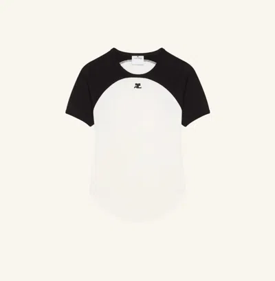 Courrèges Circle Contras T-shirt Woman Black And White In Multi