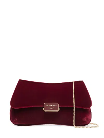 Emporio Armani Maroon Logo Clutch In Burgundy