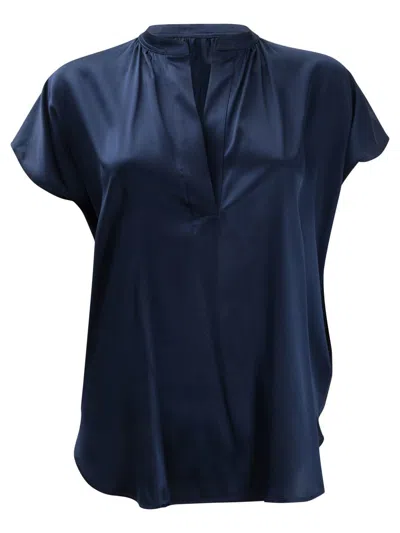 Fit F.it Short Sleeves Shirt In Silk In Blue