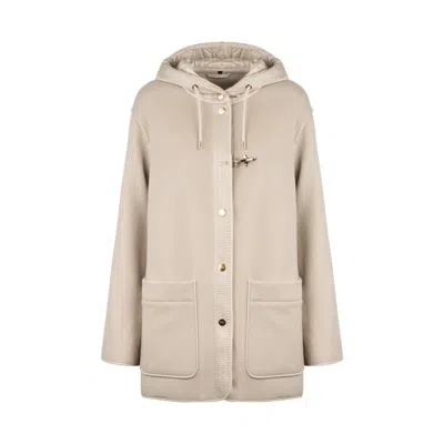 Fay Bimaterial Caban Cape In Neutral