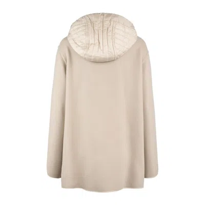 Fay Bimaterial Caban Cape In Neutral