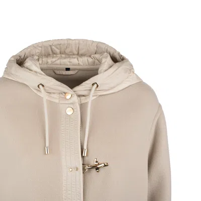 Fay Bimaterial Caban Cape In Neutral