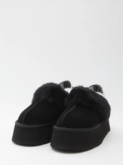 Ugg Black Leather Clog With Faux Fur And Elastic Back  In Multi