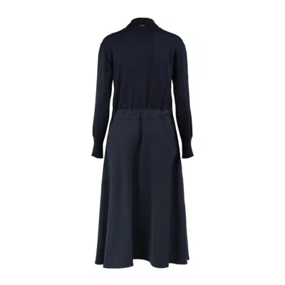 Herno Dress In Light Wool G.14 Blue Navy In Blue