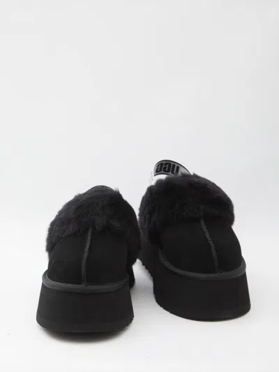 Ugg Black Leather Clog With Faux Fur And Elastic Back  In Multi