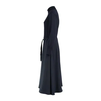 Herno Dress In Light Wool G.14 Blue Navy In Blue