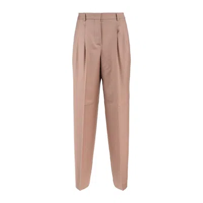 Incotex Wide Fit Pants In Powder Wool Canvas In Pink