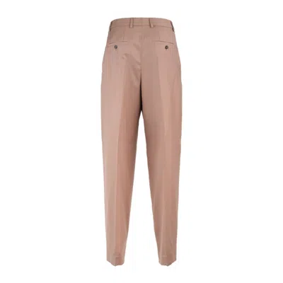 Incotex Wide Fit Pants In Powder Wool Canvas In Pink