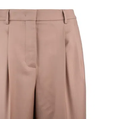 Incotex Wide Fit Pants In Powder Wool Canvas In Pink