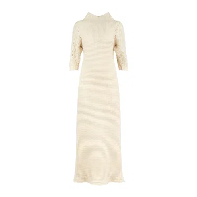 Liviana Conti Laisa Felted Wool Lace Effect Dress In Animal Print