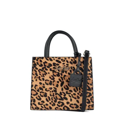 Mc2 Saint Barth Shop Bag Mini In Leather And Pony Skin Leopard Print In Animal Print