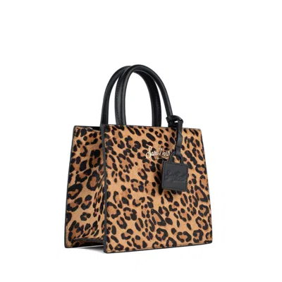 Mc2 Saint Barth Shop Bag Mini In Leather And Pony Skin Leopard Print In Animal Print