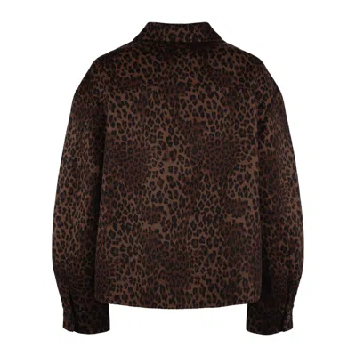 Mc2 Saint Barth Bonnibell Crop Jacket In Double Fabric With Leopard Print In Animal Print
