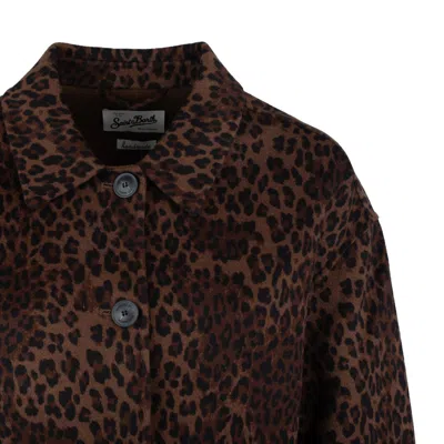 Mc2 Saint Barth Bonnibell Crop Jacket In Double Fabric With Leopard Print In Animal Print
