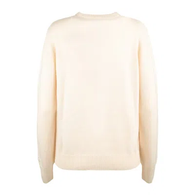 Mc2 Saint Barth New Queen White Cashmere Blend Sweater With Postcard Jacquard And Embroidery In Multi