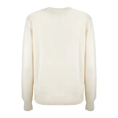 Mc2 Saint Barth New Queen Sweater In White Cashmere Blend With Embroidery I Hate Candied Fruit In Multi