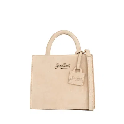 Mc2 Saint Barth Shop Bag Mini Handbag In Beige Suede Leather In Neutral