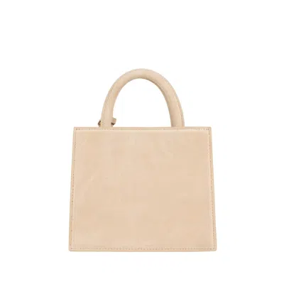 Mc2 Saint Barth Shop Bag Mini Handbag In Beige Suede Leather In Neutral