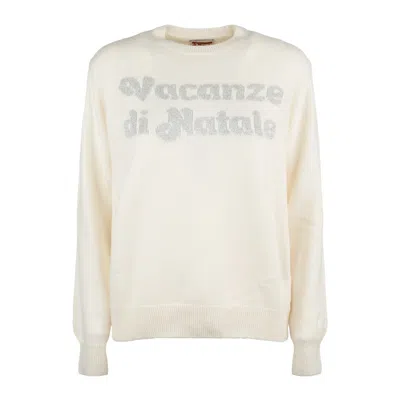 Mc2 Saint Barth Princess Cashmere Blend Sweater With Lurex Jacquard Christmas Vacation | Christmas H In White