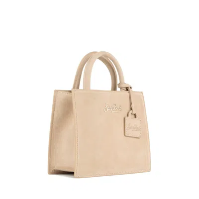 Mc2 Saint Barth Shop Bag Mini Handbag In Beige Suede Leather In Neutral