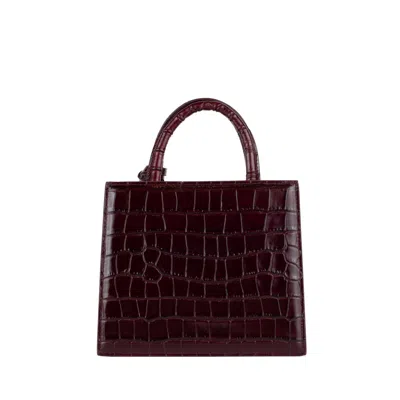 Mc2 Saint Barth Shop Bag Mini Handbag In Burgundy Coconut Print Leather In Red