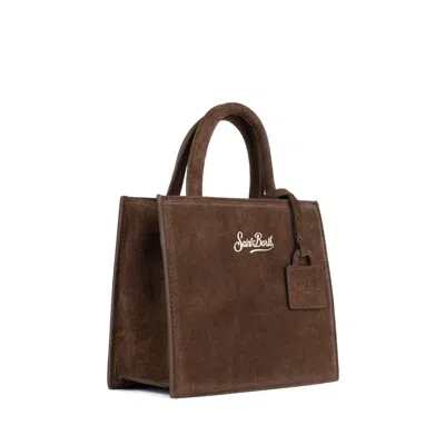 Mc2 Saint Barth Shop Bag Mini Handbag In Brown Suede Leather In Brown
