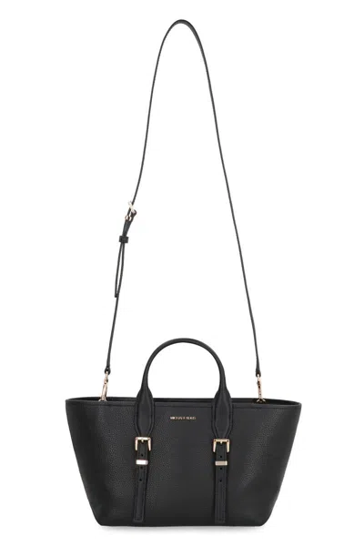 Michael Kors Moore Pebbled Leather Handbag In Black