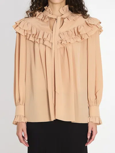 Chloé Chloe Women Oversized Top With Ruffles In Neutral