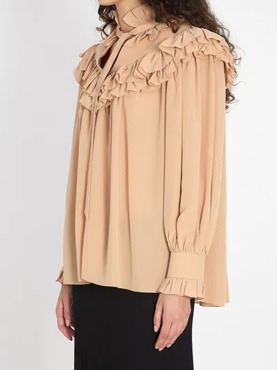 Chloé Chloe Women Oversized Top With Ruffles In Neutral