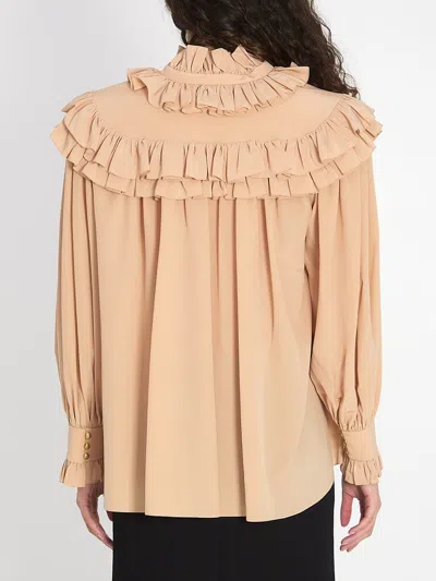 Chloé Chloe Women Oversized Top With Ruffles In Neutral