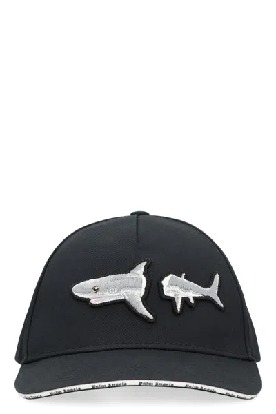 Palm Angels Baseball Cap Broken Shark In Black