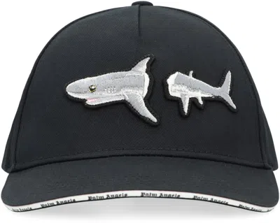 Palm Angels Baseball Cap Broken Shark In Black