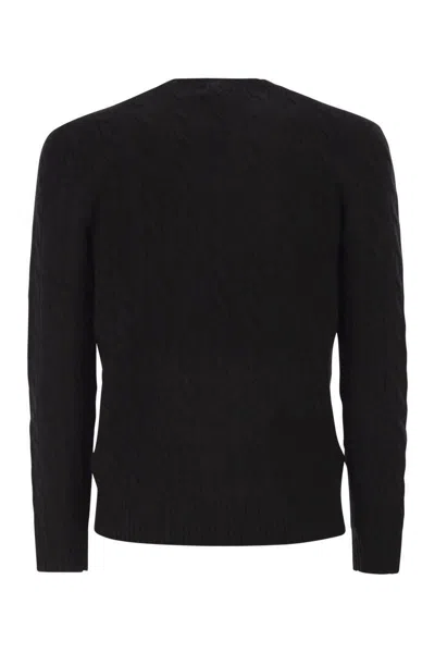 Polo Ralph Lauren Wool And Cashmere Sweater With Embroidered Logo In Black