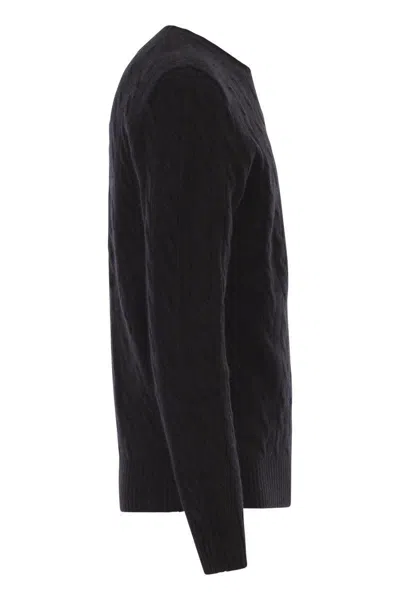 Polo Ralph Lauren Wool And Cashmere Sweater With Embroidered Logo In Black