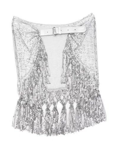 Rabanne Chain Belt With Fringed Sequin Detail In Gray