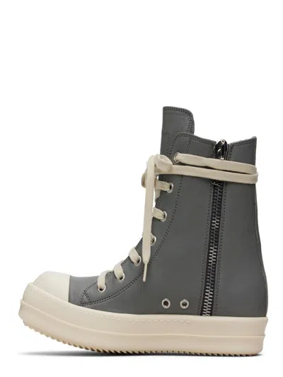 Rick Owens Zipped Leather High-top Sneakers In Multi
