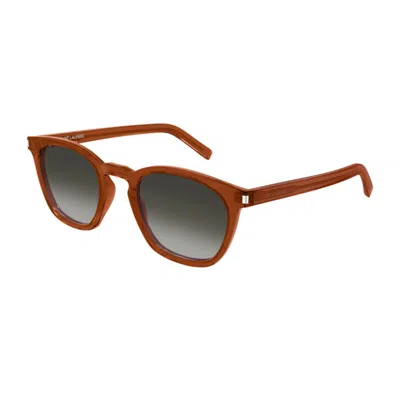 Saint Laurent Sl 28 Linea Corner Angle 051 Brown Grey Sunglasses In Brown